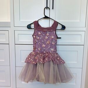Weissman Purple and Gold Dance Costume with Tulle Skirt MC (10-12)